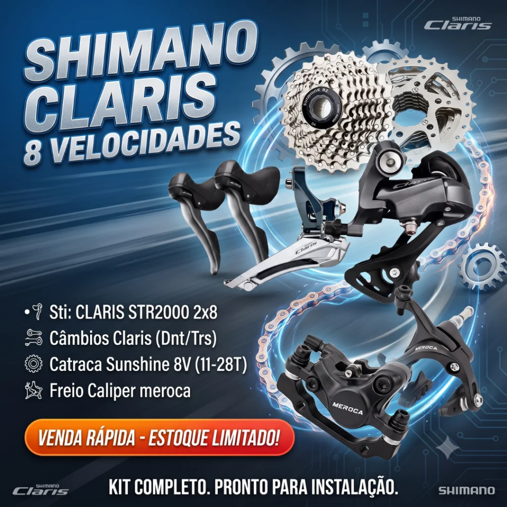 KIT TRANSMISSAO SHIMANO CLARIS 2*8 VELOCIDADE