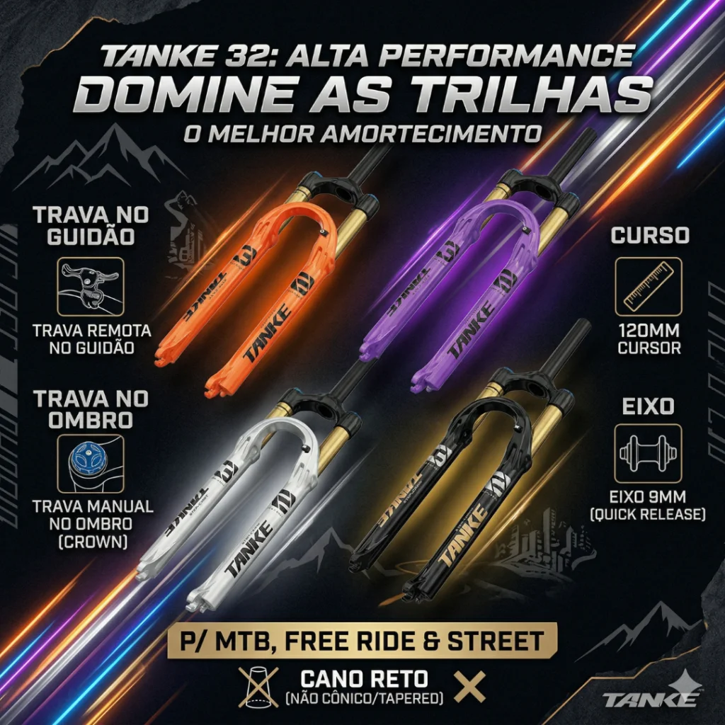 SUSPENSAO TANKE 32 RETO 120MM 9MM TRAVA GUIDAO & OMBRO 