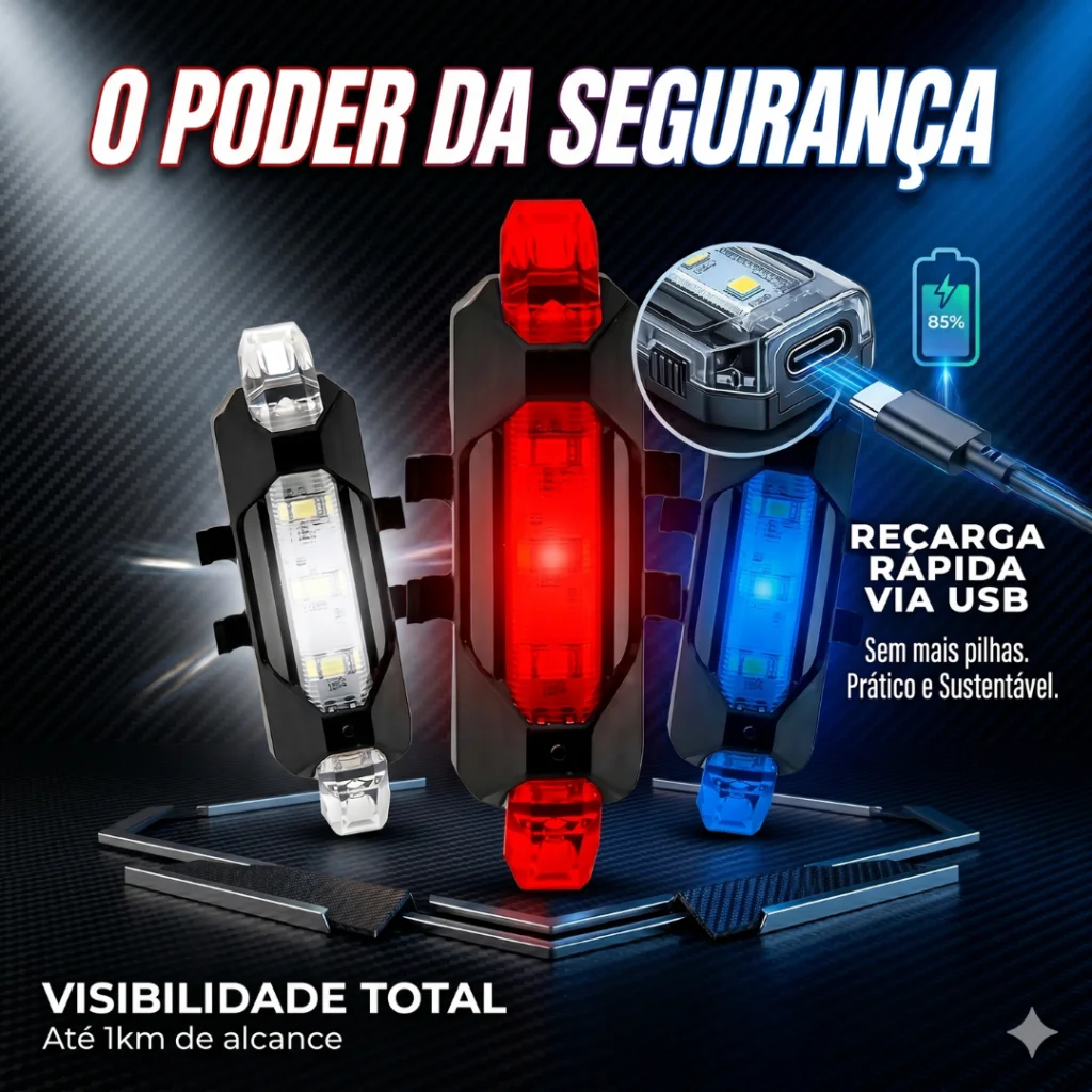 SINALIZADOR TRASEIRO HEALTH SAFETY VARIAS CORES