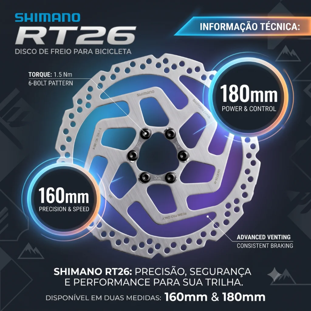 DISCO FREIO SHIMANO RT26 160MM & 180MM