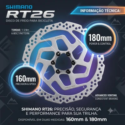 DISCO FREIO SHIMANO RT26 160MM & 180MM