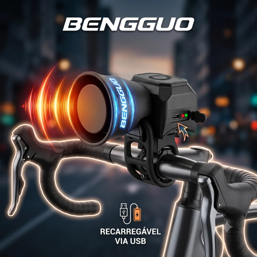 BUZINA BENGGUO COM 5 SOM DIFERENTE RECARREGAVEL USB